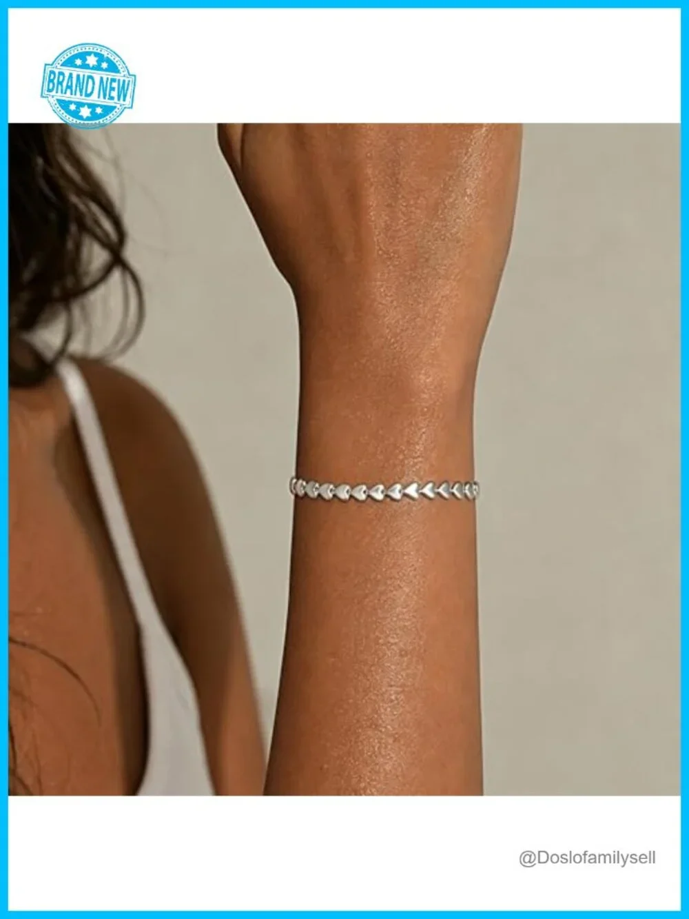 Dainty Sterling Silver Heart Friendship Bracelet Stackable Minimalist